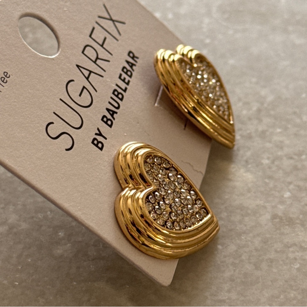 NWT SUGARFIX Gold Heart Earrings - Picture 2 of 2